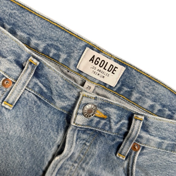 Agolde Size 29 Parker Cutoff Distressed Denim Shorts in Swapmeet Light Wash - Picture 7 of 8